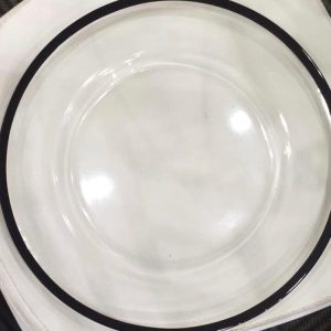 Glass Underplate Black Rim MOQ 144 pcs . FOB 🇨🇳 $1.60