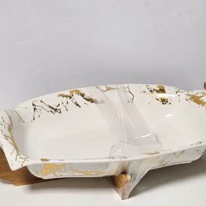 Ceramic Salad Bowl with wooden stand Quality Products • Low MOQ • Factory Prices
