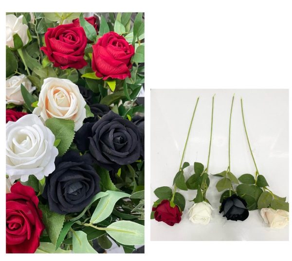 Artificial rose. 50cm stem. Available in red , white, black and champagne!
